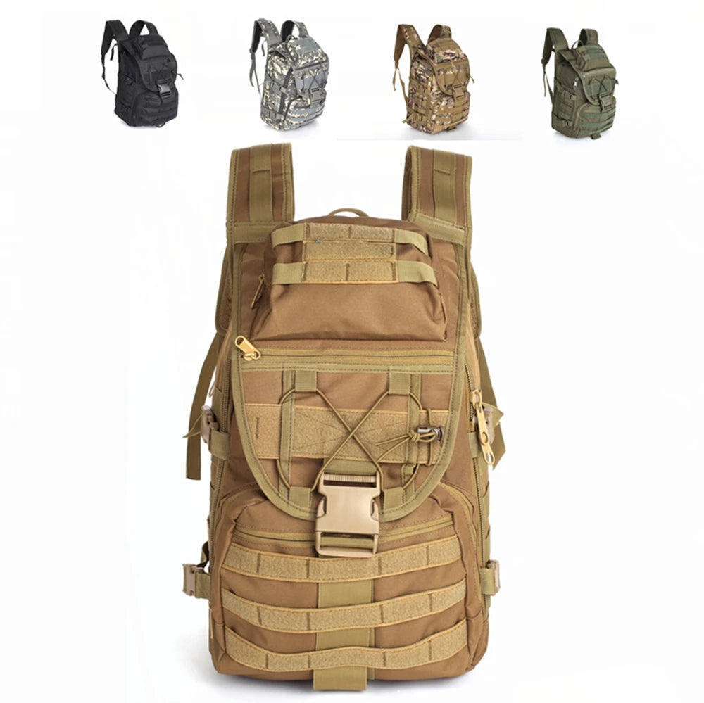 40L Tactical Backpack with MOLLE System Outdoor Travel & Mountaineering Camo Backpack Waterproof Casual Rucksack for Hiking