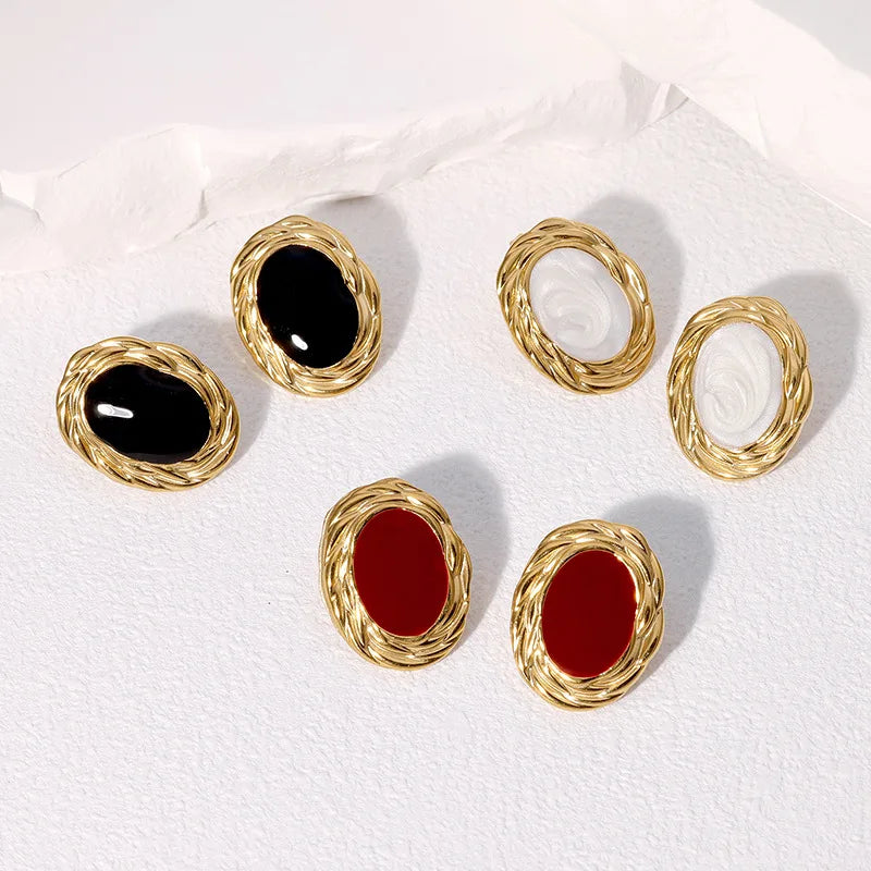 Beimai OEM Stud Earrings Light Luxury French 18K Gold-plated Vintage Stainless Steel Stud Earrings