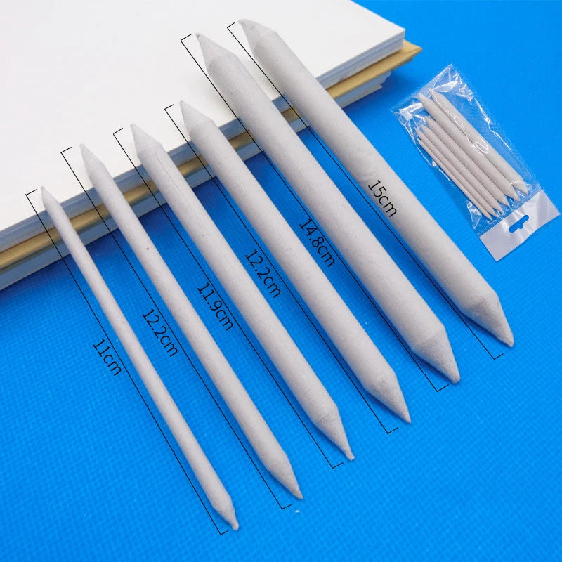 Art Kreation PS06 Art Supplies Sketch Paper Stump Chalk Pastels Willow Charcoal White 6 Piece Blending Stumps