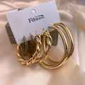 3pairs Vintage Acrylic Hoop Earring Set Twist Resin Ear Ring For Women Simple Jewelry Stud Earrings Exaggerated Earrings Set