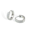 WMEB029 925 Sterling Silver Cubic Zirconia Huggie Hoop Earrings Fashionable Round CZ Pave Set for Weddings & Parties