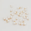 8-11  mm Rice Nature Freshwater Pearl Charm With STAINLESS STEEL PVD 18K GOLD Hanger DIY High Luster PEARL Half Hole Drilled