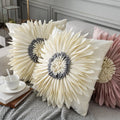 Wholesale Customized Luxury Velvet Sunflower Three-dimensional Flower Square Sofa Pillowcase Hidden Machine Washable Home