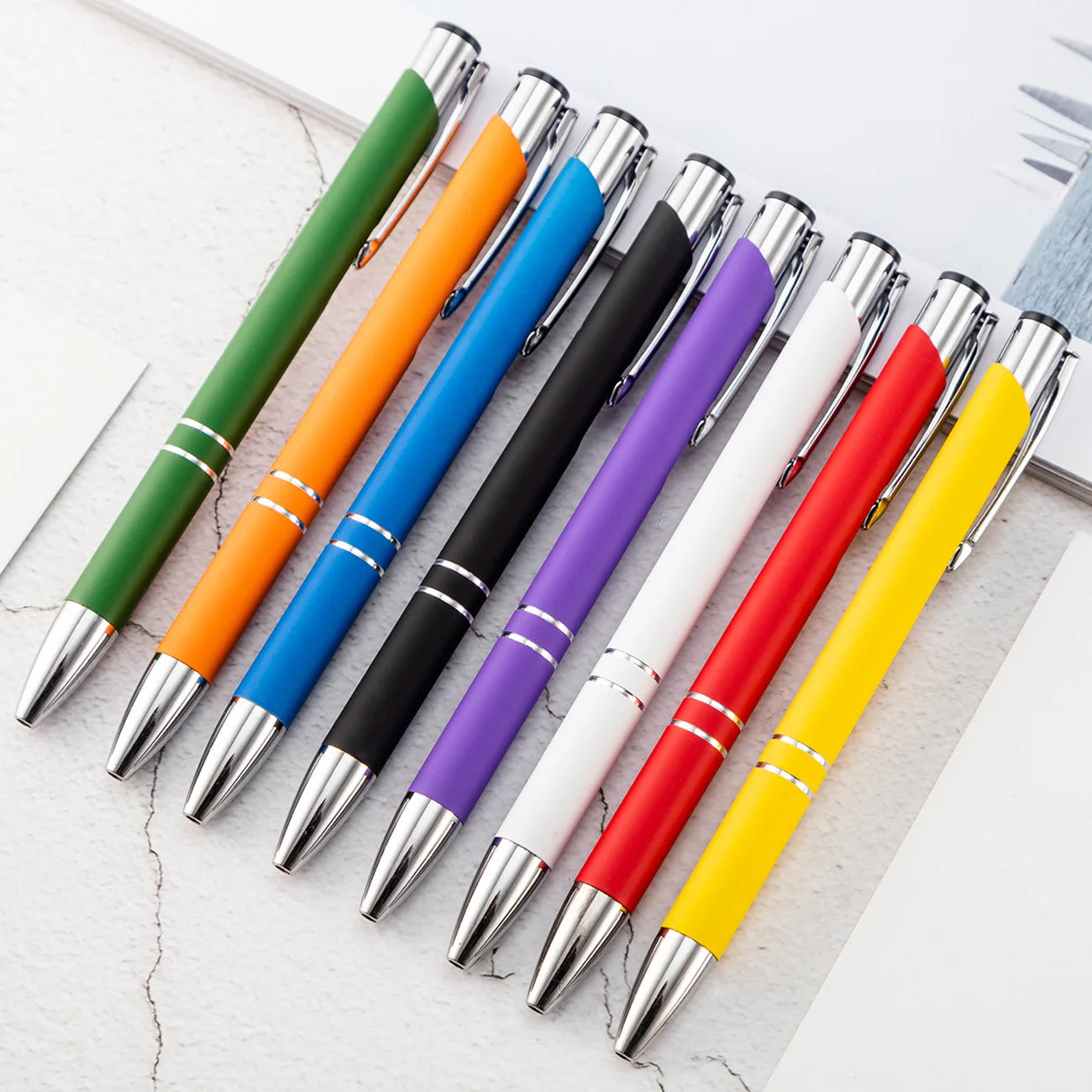 Wholesale Multi-Color Rubber Soft Ballpoint Pen 1.0mm Aluminum Metal Laser Engraving Factory Price for LOGO Advertising Gift