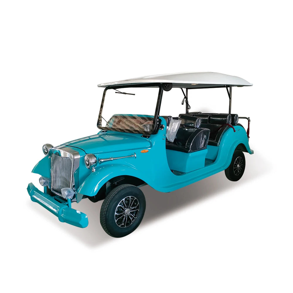 Luxury Electric Classic Vintage Club Car Golf Cart 6 Seater Lithium Battery CE Certified High Quality Metal Construction Tourist
