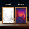 Creative LED Acrylic Night Lamp Rechargeable Photo Frame with Light Wood Painting Canvas Base Scenery Subjects Home Decor Gift