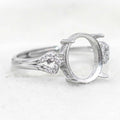 Sterling Silver 9*11mm Semi Mount Ring Empty Frame Blank Support Setting S925 Base Holder Without Center Stone for DIY Inlay