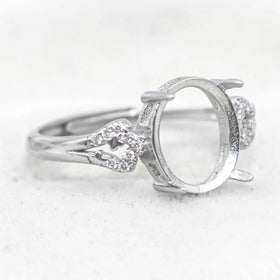 Sterling Silver 9*11mm Semi Mount Ring Empty Frame Blank Support Setting S925 Base Holder Without Center Stone for DIY Inlay