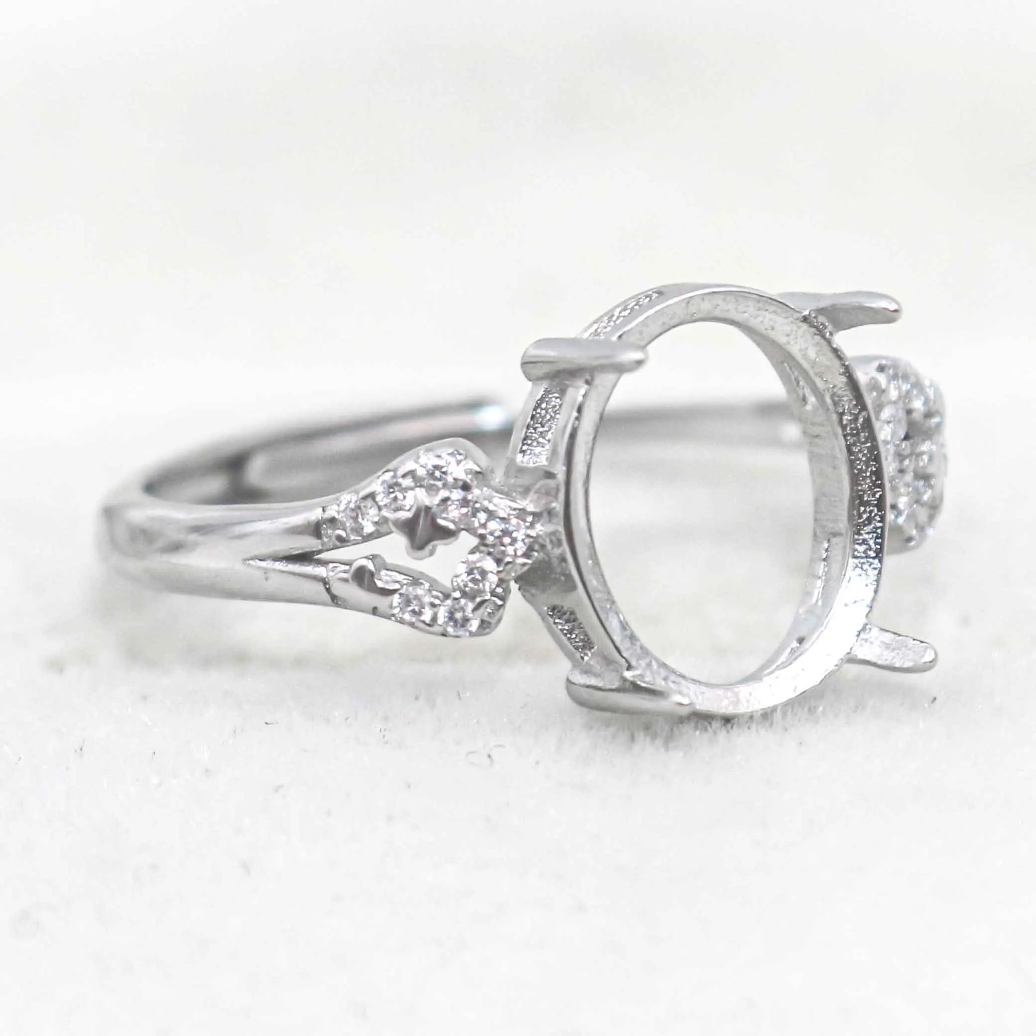Sterling Silver 9*11mm Semi Mount Ring Empty Frame Blank Support Setting S925 Base Holder Without Center Stone for DIY Inlay
