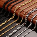 High Quality Stainless Steel Diamond Cut Black/silver/gold Cuban Link Chain Necklace for Men Vintage Jewelry