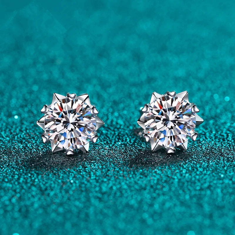 Wholesale Moissanite Stud Earrings 925 Sterling Silver 0.3ct 0.5ct 1ct VVS Moissanite Earrings