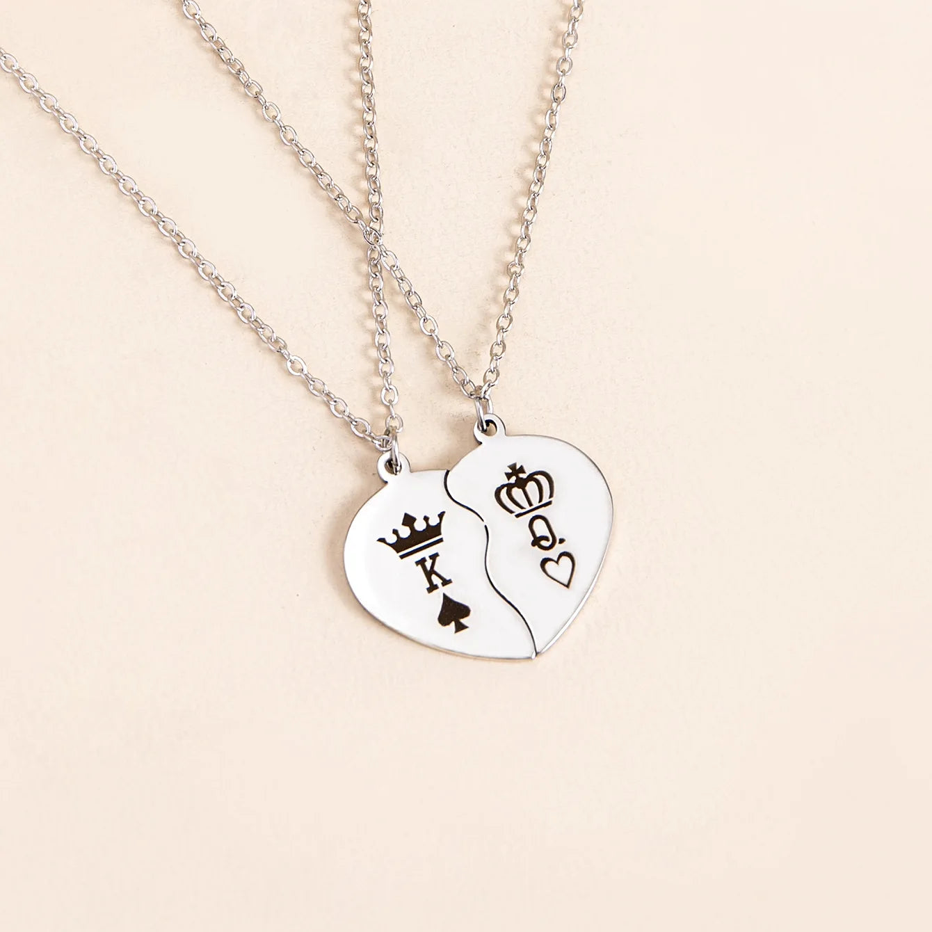 Necklace for Interlocking Jigsaw Puzzle Pendant Necklace His Queen Her King Couple Jewelry Broken Split Heart Necklace