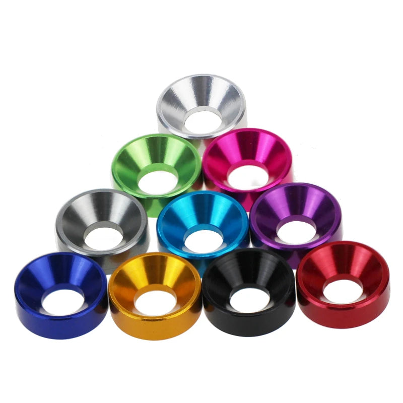 OEM CNC Custom Aluminum 6061/6063 Washer M2 M2.5 M3 M4 M5 M6 M8 Colourful Polished Flat Countersunk Head Bolt Washers Gasket