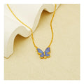 SHOREA Free Video Picture 925 Sterling Silver Purple Enamel 18k Gold Plated Charm Butterfly Necklace Gift for Women Girls