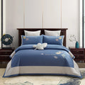 Blue Boys Embroidery Pillow Cases Queen Size Solid Color 2/2.3m Cotton Yellow Quilt Cover Home Textile Bedding Sets Supplier