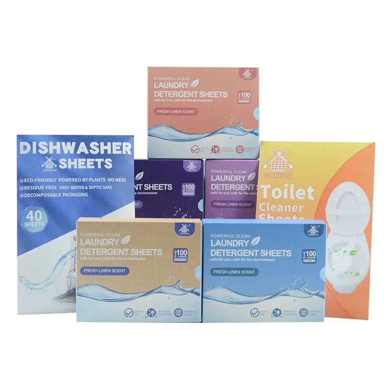 Natural Organic Eco-Friendly Washing Strips Tablets Disposable Solid Active Enzyme Quickly Dissolve Laundry Detergent Sheets