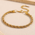 Color Beaded Twisted Rope Chain Bracelet 18K Gold Plated Jewelry Stainless Steel Fashion Bracelet