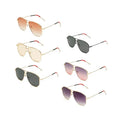 Pink Geometric Golden Shiny Sunglasses Custom Designed Double Bridge Aviation Retro Beach Sunglasses for Ladies