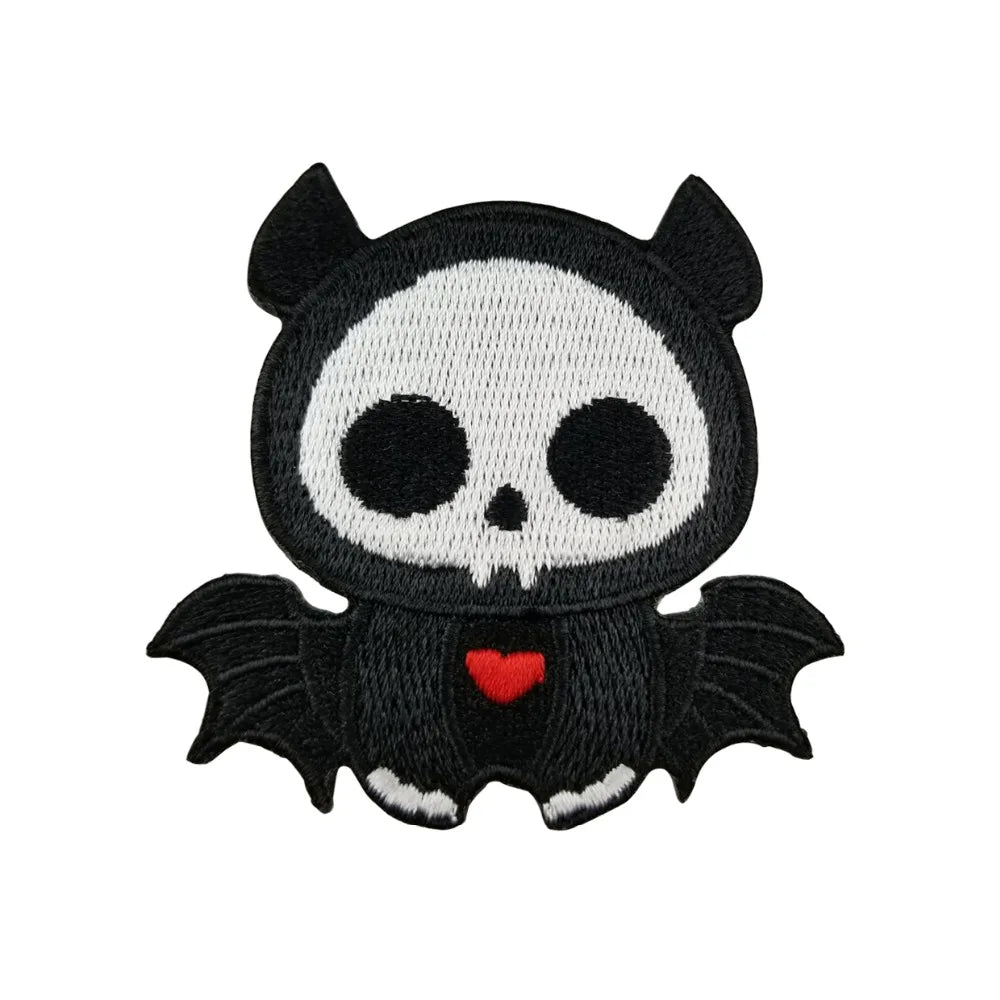 Cute Bat Skull Embroidery Patches Iron on for DIY Sewing Appliques Bags Vests Clothing Accessories