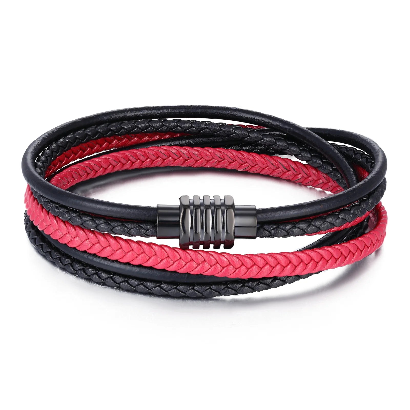 Handmade Men's Leather Bracelet Jewelry Stainless Steel Braided Adjustable String Leather Bracelet for Man