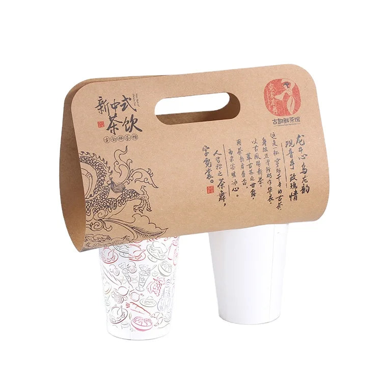 China Manufacturer Wholesale Cheap Price Takeaway Disposable Cardboard Cup Holder Tray Heat Proof Custom Logo Available