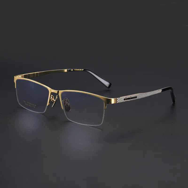Half Frame Square Titanium Myopia Glasses Anti-Blue Business Eyeglasses Wholesale From Shenzhen