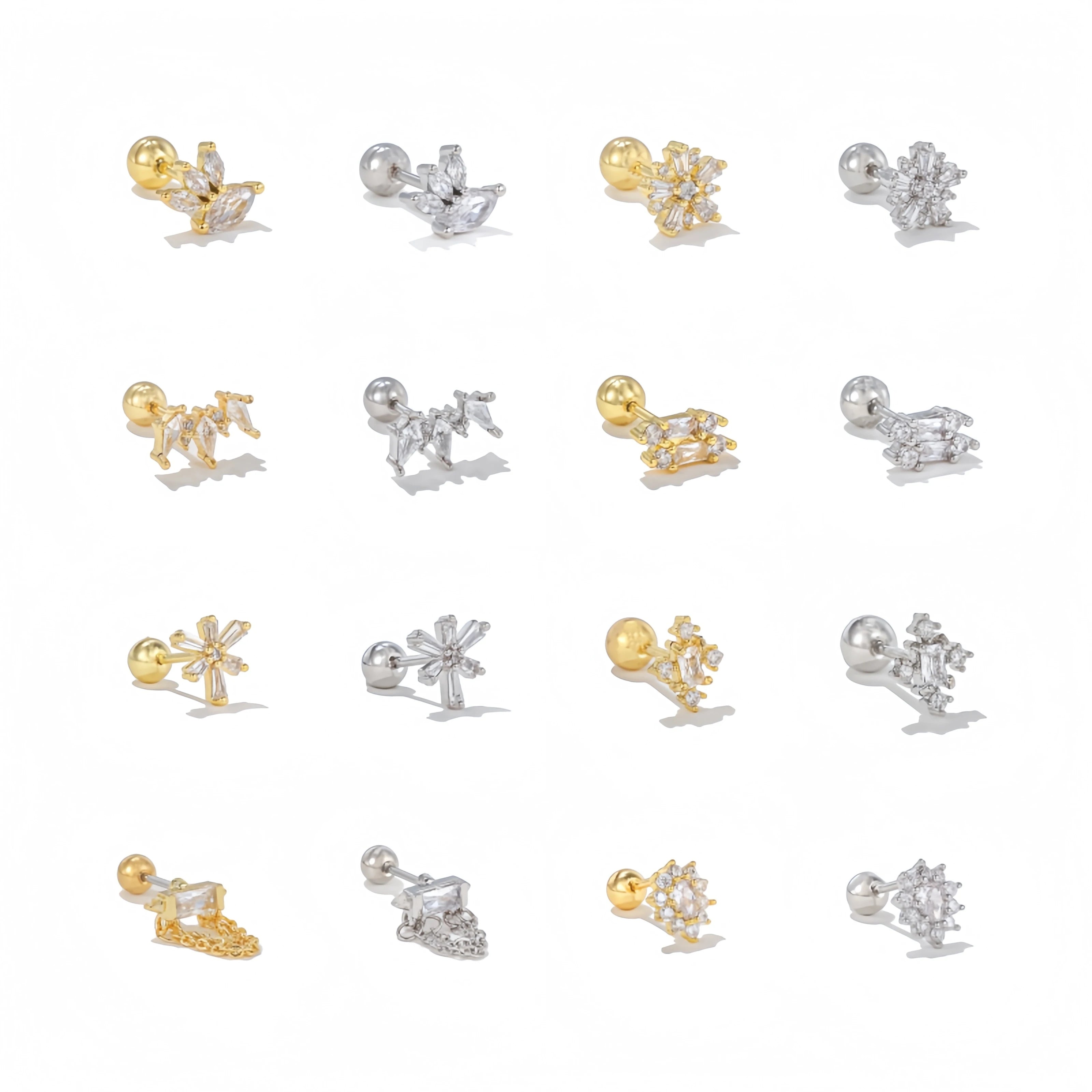 New Design Hot Selling Fashion Jewelry Earrings 18K Gold Plated Brass Earrings Wholesale Geometric Zircon Earrings for Women