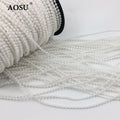 JUNAO 3mm Plastic Rhinestones Chain Beige White Wholesale Pearl Trims 100 Yards Round Beads String for Decoration