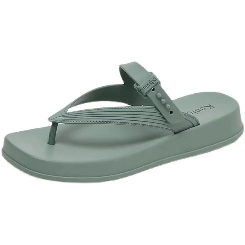 2023 New Fashion Female Cool Summer Beach slippers PVC Thick Bottom Breathable Wear-resisting Colorful Flip-flops