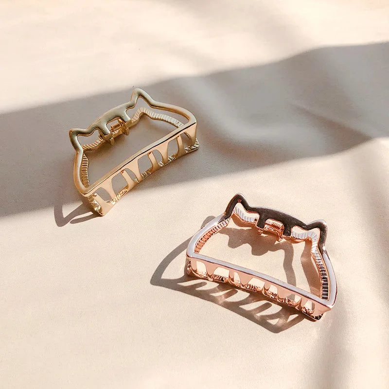 DOWELL Wholesale Korean Sweet Cat Cute Medium Hair Claws Accessories for Women Bright Metal Claw Hair Clips