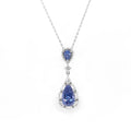 Luxury 925 Sterling Silver Rhodium Plated Sapphire Gemstone Pendant Necklace Link Chain Trendy Engagement Wedding Anniversary