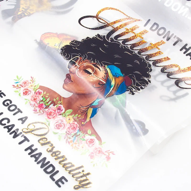 Hot Sale Washable Black Women Plastisol Heat Sticker for Clothes African Girl Printing Transfer for T-shirt Decals