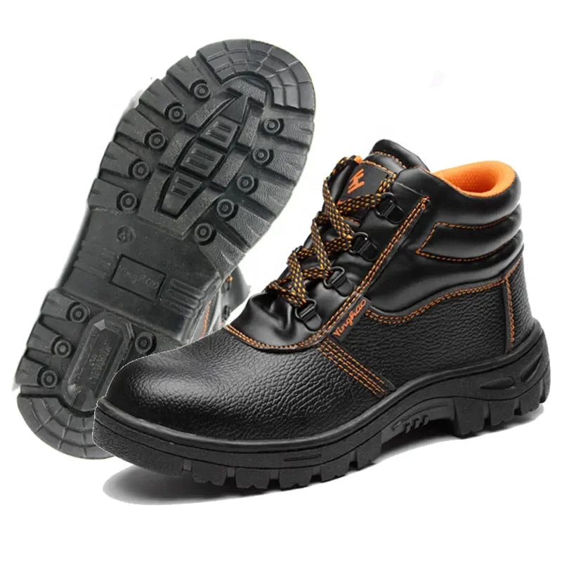 Wejump Wholesale Anti Skid Anti Puncture Men's Working Lightweight Stab-resistant PU Leather Steel Toe Safety Shoes