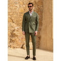Green Suits for Men Fashion Double Breasted 2 Piece Business Casual Office Blazer Sets Wedding Groom Tuxedo