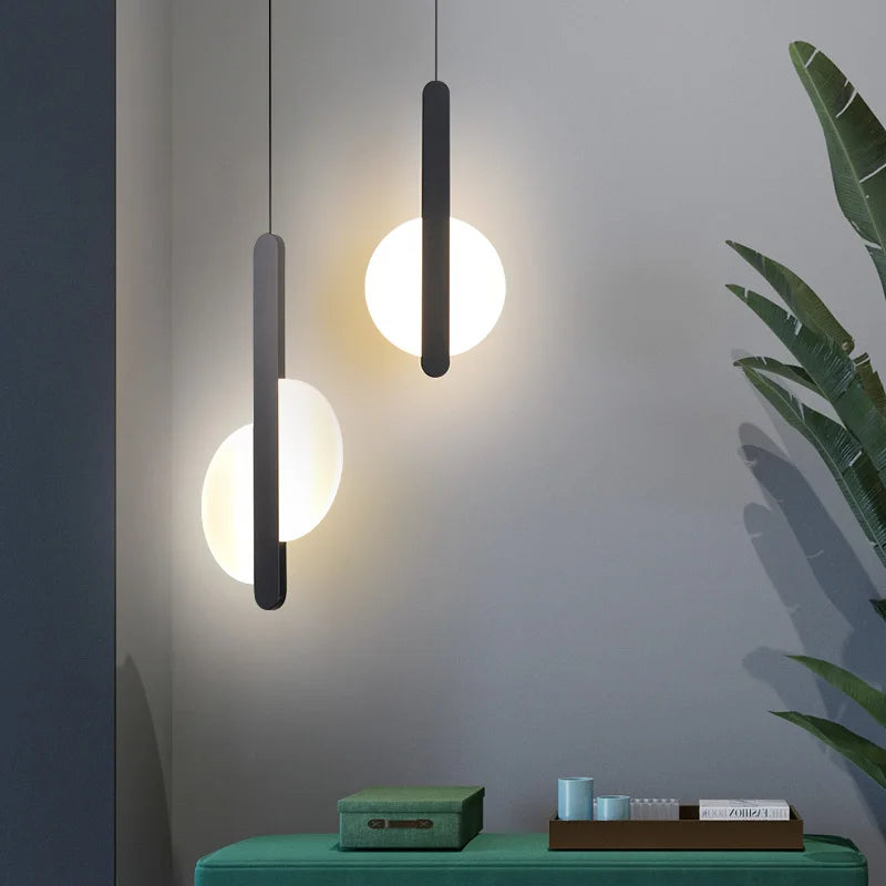 Modern Led Pendant Lights Nordic Dinning Room Bedroom Bedside Lamp Kitchen Hanging Lamp Deco Fixtures 90-260V White/Black Color