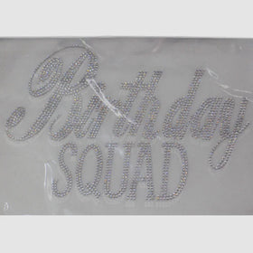 Customized Birthday Squad Hot Fix Rhinestone Design Heat Transfer for Birthday Theme New Customized Rhinestone Product