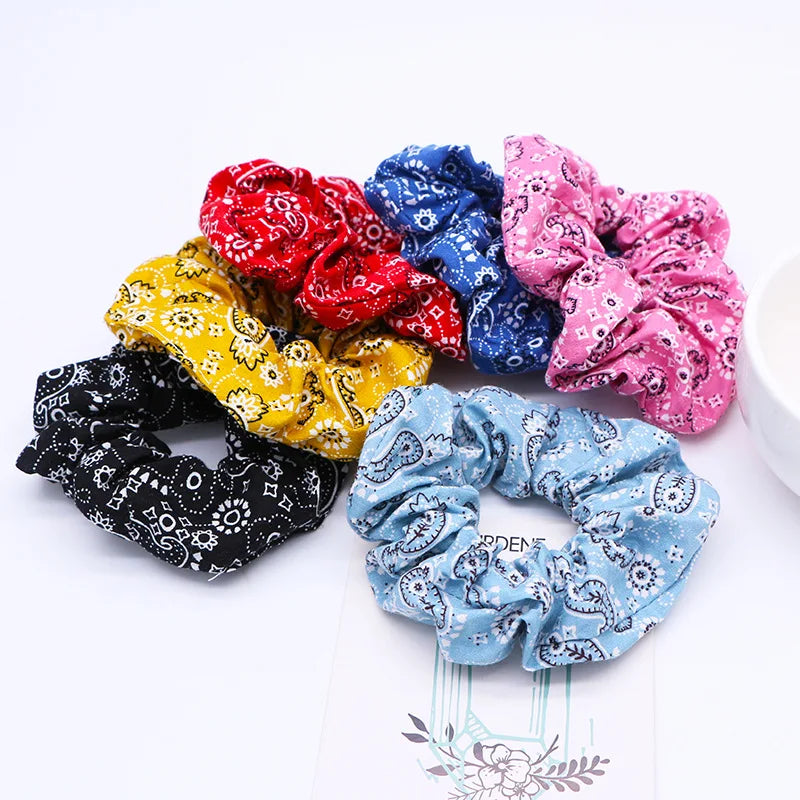 Wholesale Popular Paisley Style Cotton Hairbands Elastics Hair Scrunchies Ponytail Holder for Women and Girls MegaBDM
