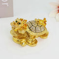 SHINNYGIFTS Modern Metal Craft Feng Shui Golden Toad Decorative Box with Magnetic Closure-Desk Ornament