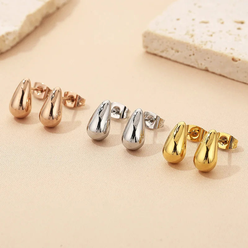 Fashion Waterdrop 18K Gold Plated Jewelry 316 Stainless Steel Chunky Waterproof Earrings Women Trend Bold Teardrop Earrings