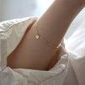 Trendy Design S925 Sterling Silver Cute Heart Charm Cable Chain 14k Gold Plated Bracelet for Girl Women