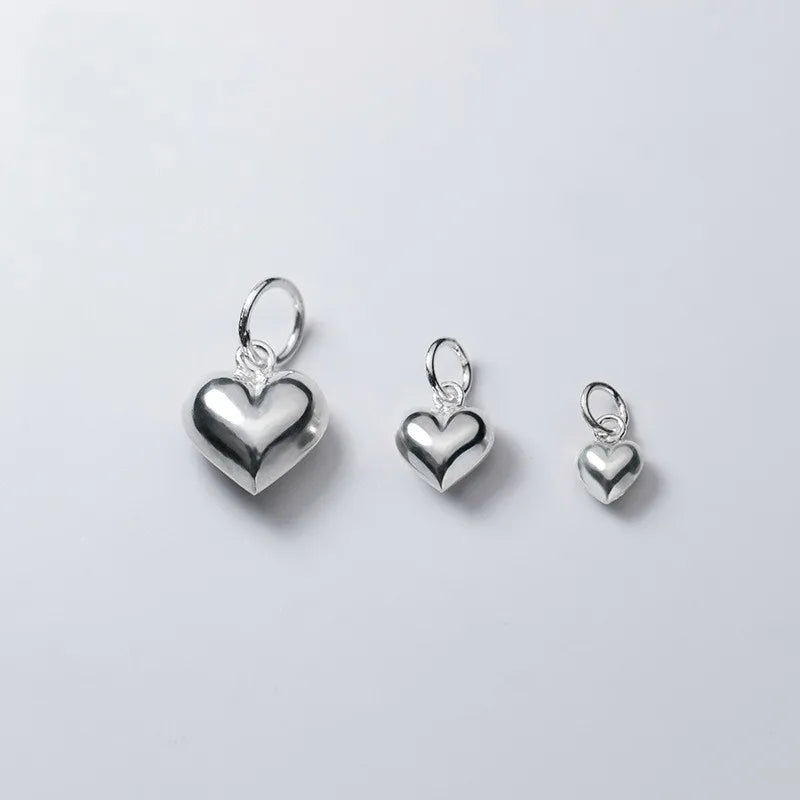 Wholesale Shiny 925 Sterling Silver Love Heart Charm Pendant DIY Jewelry Accessory