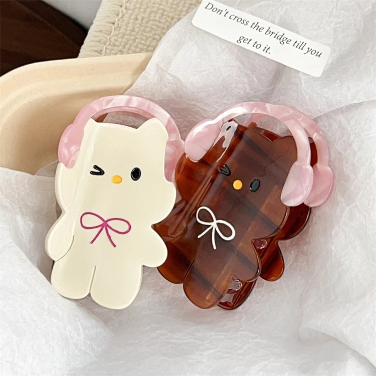 Hot Selling Cute Sweet Cartoon Cat Hairpin Colorful Kitten Acetate Hair Claw Clip for Girls Hair Accessory for Japan and Korea