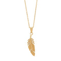 Minimalist Women Jewelry 18K Gold Plated Stainless Steel Feather Charm Feather Leaf Shape Long Pendant Choker Necklace
