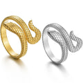New Design Fashionable Hip Hop Punk Style High Quality 18K Gold Plated Stainless Steel Zircon Snake Adjustable Rings Men Women