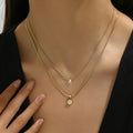 MC316 Wholesale Stainless Steel Necklace Dainty Multilayer Layered Minimalist Double CZ Zircon Necklace Fashion Jewelry for Girl
