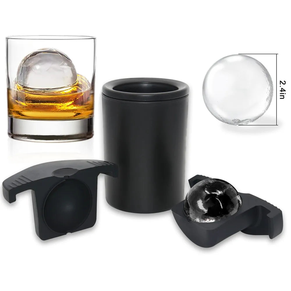 BHD Custom BPA Free 2.5 Inch Sphere Clear Ice Cube Tray Premium Clear Ice Ball Maker Mold for Whiskey and Cocktail