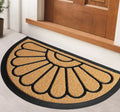 Modern Striped Half Door Mat Non-Slip Eco-Friendly Durable Rubber Artificial Grass Heavy Duty Outdoor Hotel Use Brown 45x75cm