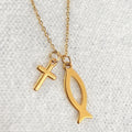 Religious Jewelry Stainless Steel Jesus Cross Charm Christian Fish Pendant Necklace Spiritual Jesus Christ Necklaces