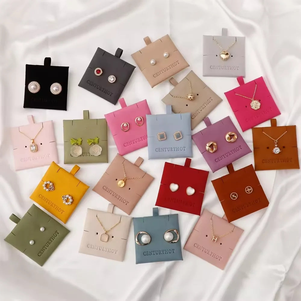 6x6cm Beige Microfiber Jewelry Packaging Necklace Earring Bracelets Display Card Jewelry Box Pouch Insert Pad