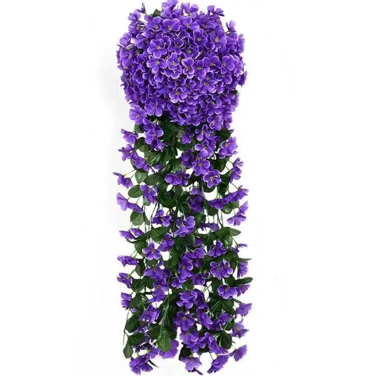 Artificial Silk Violet Flower Garland Greenery Style Plastic Vine Shrubs Outdoor Party Decor Hanging Feature Wedding Home Use